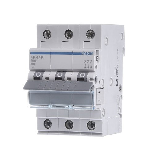 Автоматичний вимикач 3P 16А, B, 6kA,  MBN316 Hager