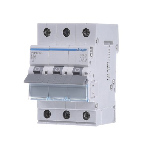 Автоматичний вимикач 3P 63А, B, 6kA,  MBN363 Hager