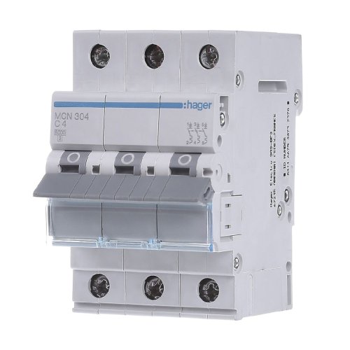 Автоматичний вимикач 3P 4А, C, 6kA, MCN304 Hager