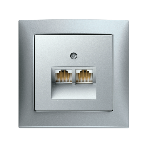 Компьютерная розетка 2-а Berker S.1 алюминий