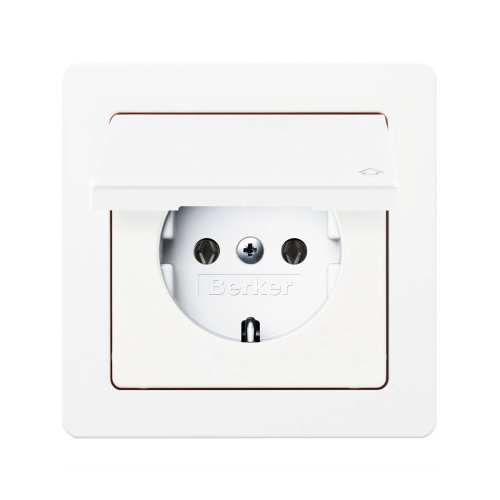 Розетка с з/к и крышкой Berker Q.1 полярная белизна