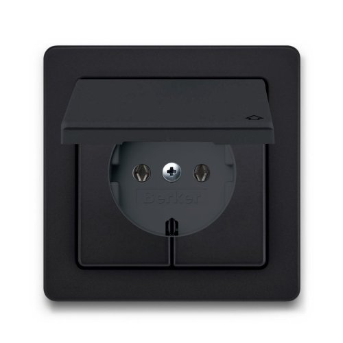 Розетка із з/к та кришкою Berker Q.1 антрацит