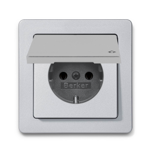 Розетка із з/к та кришкою Berker Q.1 алюміній