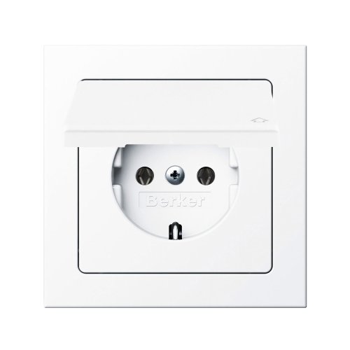 Розетка із з/к та кришкою Berker Q.3 полярна білизна