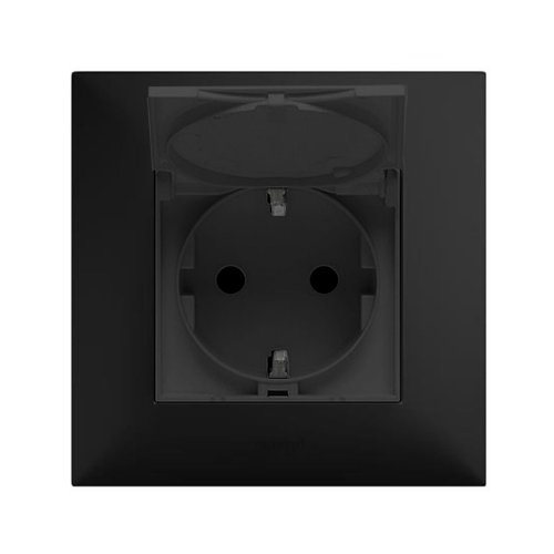 Розетка із з/к та кришкою Legrand Niloe STEP 863523 чорний
