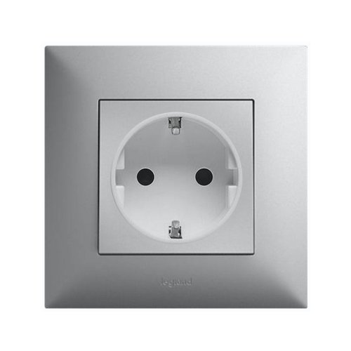 Розетка із з/к та захистом від дітей Legrand Niloe STEP 863320 алюминий