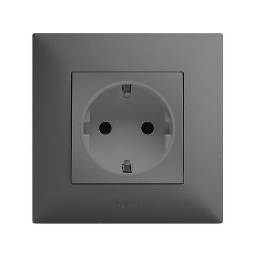 Розетка с з/к и защитой от детей Legrand Niloe STEP 863420 сталь