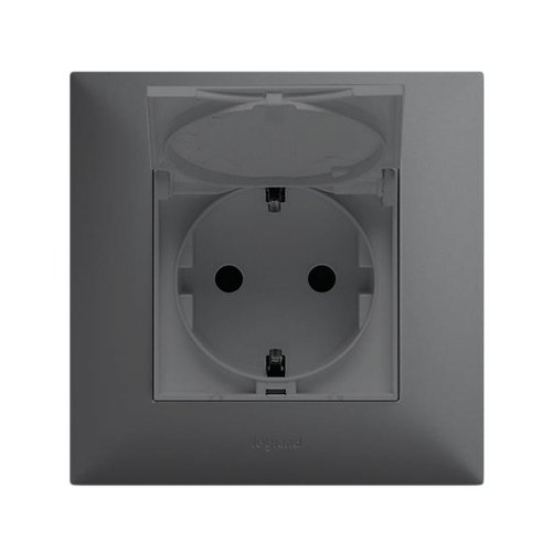 Розетка із з/к та кришкою Legrand Niloe STEP 863433 сталь