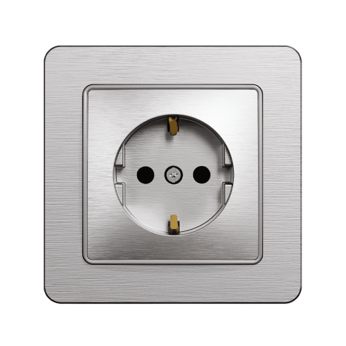Розетка с з/к и защитой от детей SE Sedna Elements SDD170022 алюминий матовый