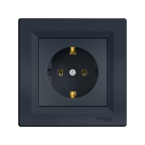 Розетка с заземляющим контактом SE Asfora EPH2900171 антрацит