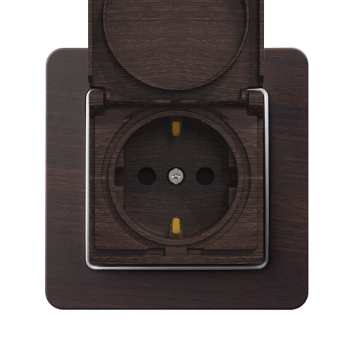 Розетка із з/к та кришкою SE Sedna Elements SDD181024 венге