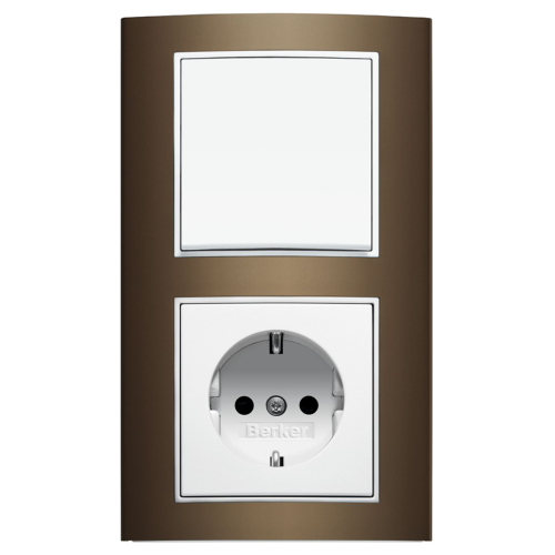 Рамка горизонтальна 2-м Berker B.3 коричнева / полярна білизна