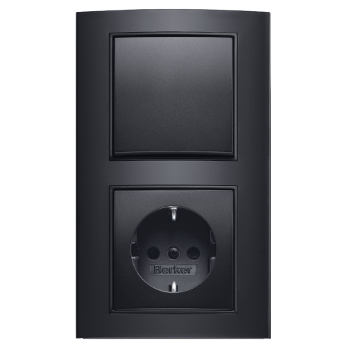 Рамка горизонтальна 2-м Berker B.3 чорна / антрацит