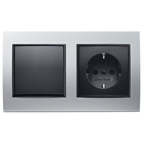 Рамка горизонтальна 2-м Berker B.3 алюміній / антрацит