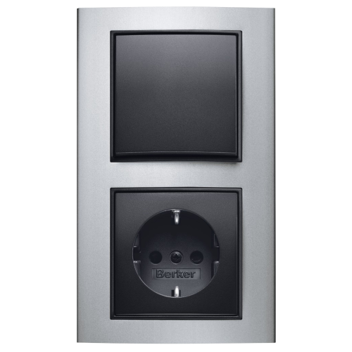 Рамка горизонтальна 2-м Berker B.3 алюміній / антрацит