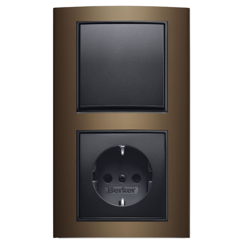 Рамка горизонтальна 2-м Berker B.3 коричнева / антрацит