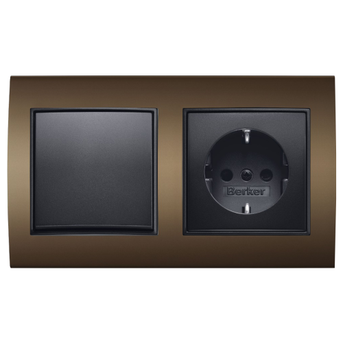 Рамка горизонтальна 2-м Berker B.3 коричнева / антрацит