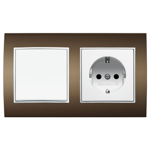 Рамка горизонтальна 2-м Berker B.3 коричнева / полярна білизна