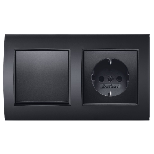 Рамка горизонтальна 2-м Berker B.3 чорна / антрацит