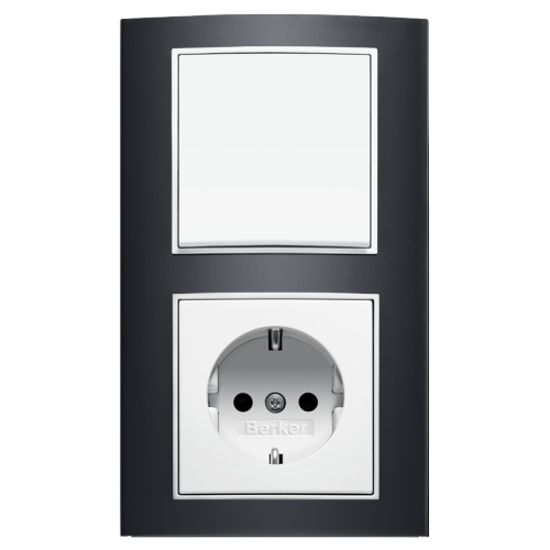 Рамка горизонтальна 2-м Berker B.3 чорна / полярна білизна