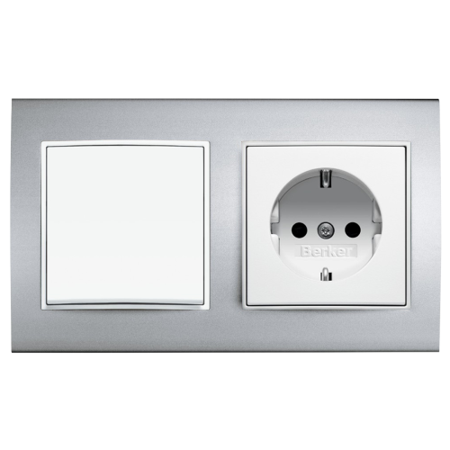 Рамка горизонтальна 2-м Berker B.3 алюміній / полярна білизна