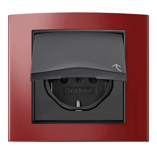 Рамка горизонтальна 1-м Berker B.3 червона / антрацит