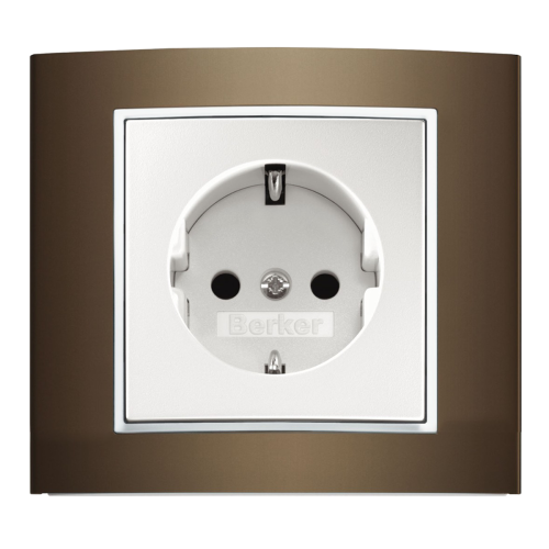 Рамка горизонтальна 1-м Berker B.3 коричнева / полярна білизна