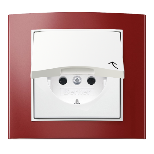 Рамка горизонтальна 1-м Berker B.3 червона / полярна білизна